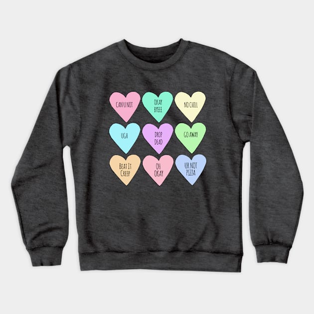 Rude Conversation Pastel Valentine's Hearts Crewneck Sweatshirt by PeakedNThe90s